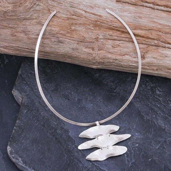 Alternate image for Handmade Sterling Silver Collar Necklace from Thailand Lucky Silver