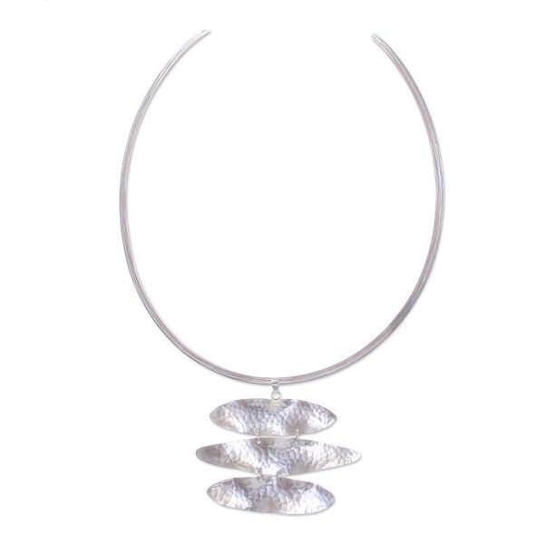 Alternate image for Handmade Sterling Silver Collar Necklace from Thailand Lucky Silver