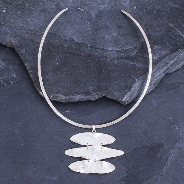Alternate image for Handmade Sterling Silver Collar Necklace from Thailand Lucky Silver