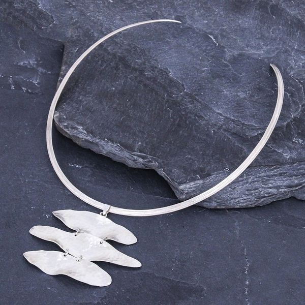 Alternate image for Handmade Sterling Silver Collar Necklace from Thailand Lucky Silver