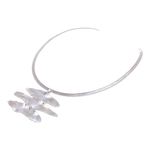 Alternate image for Handmade Sterling Silver Collar Necklace from Thailand Lucky Silver