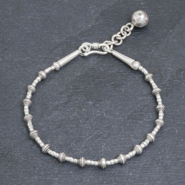 Alternate image for Silver Link Bracelet with Extender Chain from Thailand Flower Ball