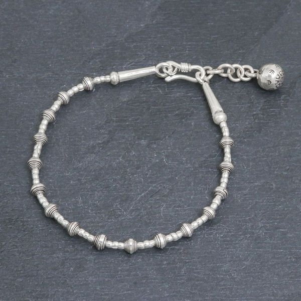 Alternate image for Silver Link Bracelet with Extender Chain from Thailand Flower Ball