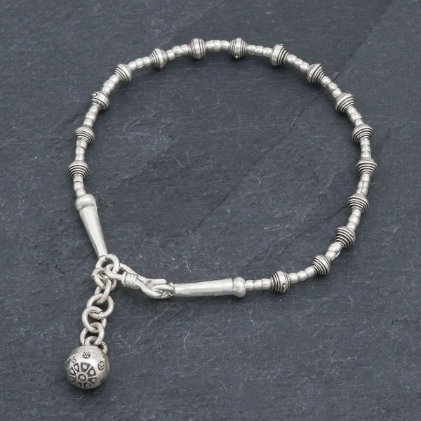 Alternate image for Silver Link Bracelet with Extender Chain from Thailand Flower Ball
