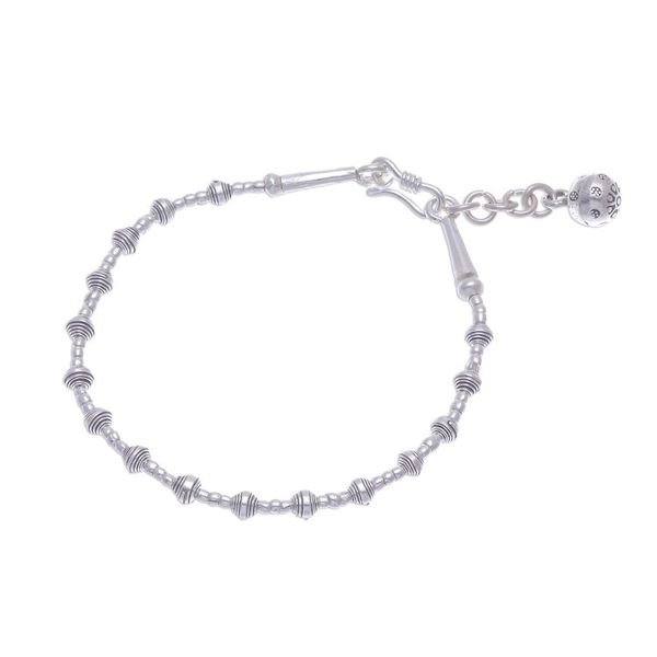 Alternate image for Silver Link Bracelet with Extender Chain from Thailand Flower Ball