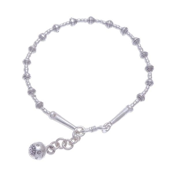 Alternate image for Silver Link Bracelet with Extender Chain from Thailand Flower Ball