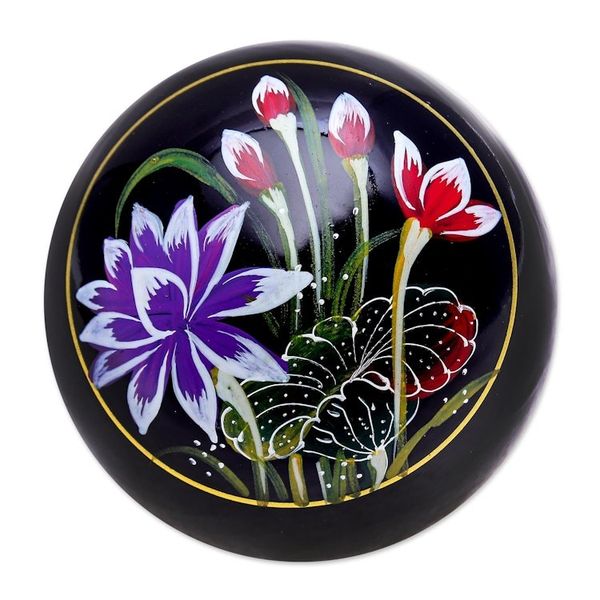 Alternate image for Hand-Painted Thai Lacquerware Boxes Pair Countryside Scenes