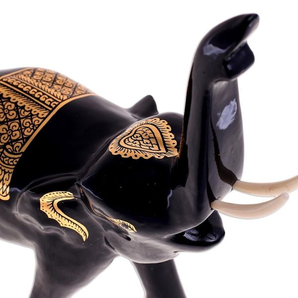 Alternate image for Thai Elephant Sculpture with Gold Foil Accents Treasured Trumpeter
