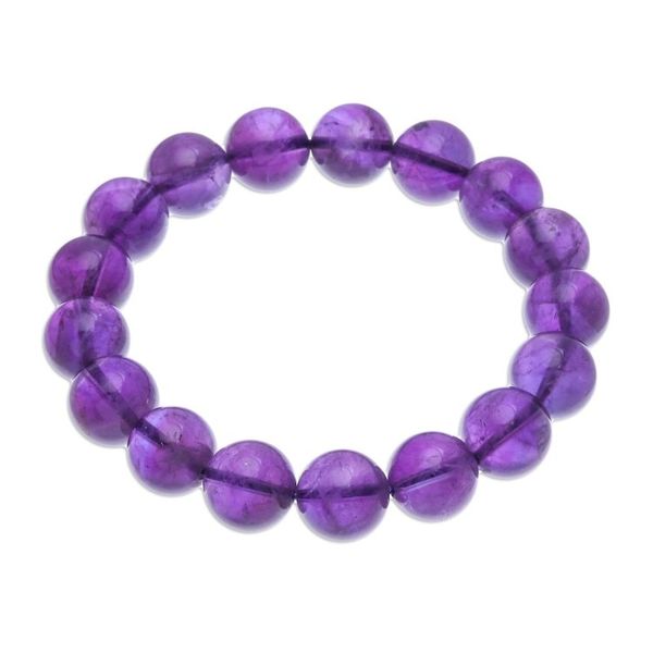 Alternate image for Hand Crafted Amethyst Beaded Stretch Bracelet Sugar Pill in Berry