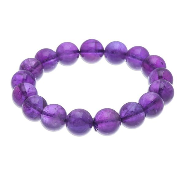 Alternate image for Hand Crafted Amethyst Beaded Stretch Bracelet Sugar Pill in Berry