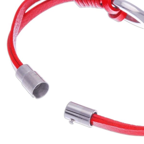 Alternate image for Red Leather Unisex Pendant Bracelet Cool Infinity in Red