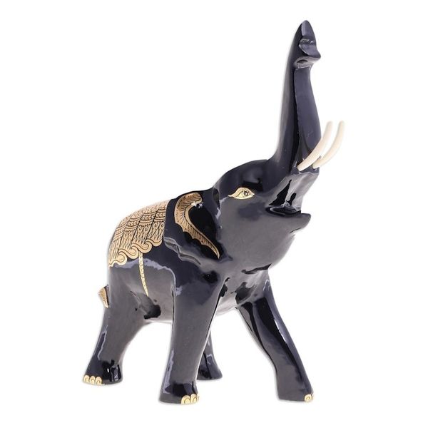 Alternate image for Thai Lacquerware Sculpture with Gold Foil Accents Sound the Alarm