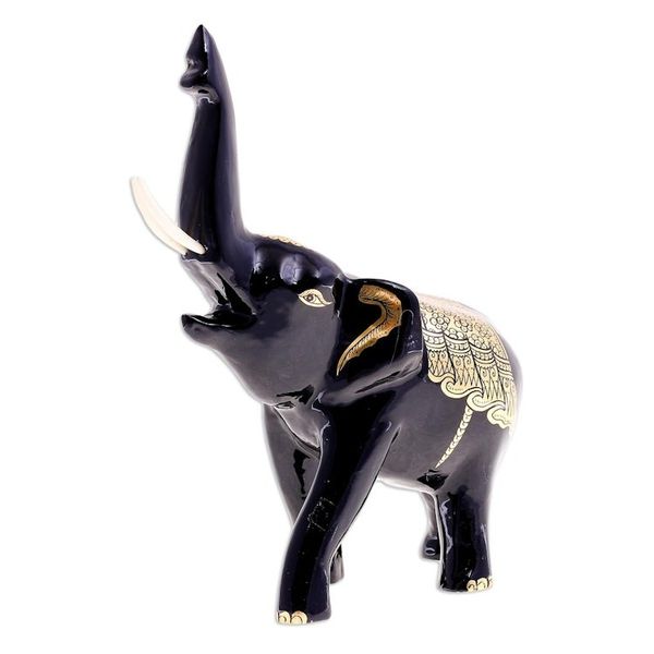 Alternate image for Thai Lacquerware Sculpture with Gold Foil Accents Sound the Alarm