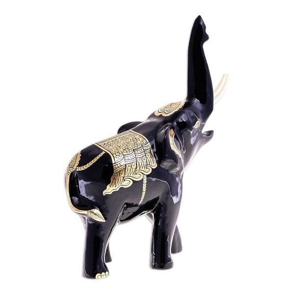 Alternate image for Thai Lacquerware Sculpture with Gold Foil Accents Sound the Alarm