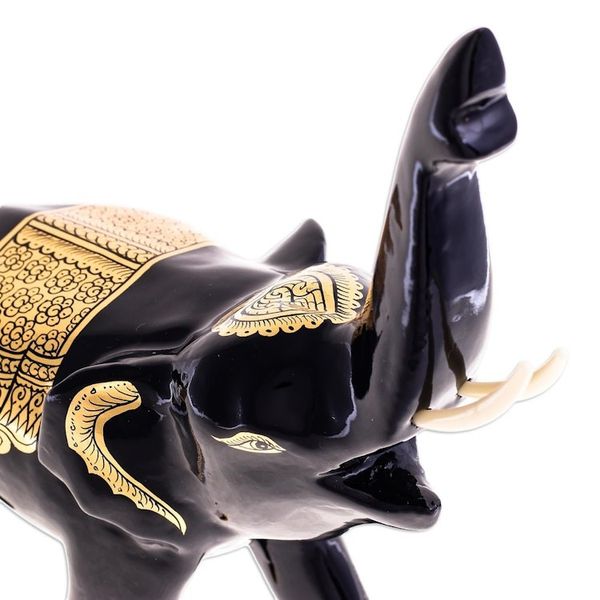 Alternate image for Thai Lacquerware Sculpture with Gold Foil Accents Sound the Alarm