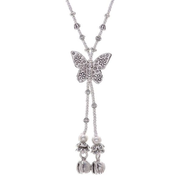 Alternate image for 950 Silver Butterfly Pendant Lariat Necklace Butterfly Passion