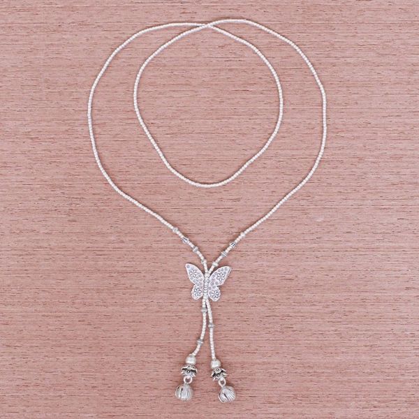 Alternate image for 950 Silver Butterfly Pendant Lariat Necklace Butterfly Passion