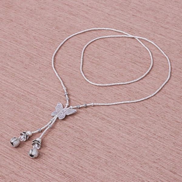 Alternate image for 950 Silver Butterfly Pendant Lariat Necklace Butterfly Passion