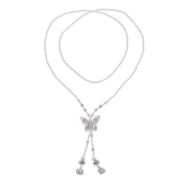 Alternate image for 950 Silver Butterfly Pendant Lariat Necklace Butterfly Passion