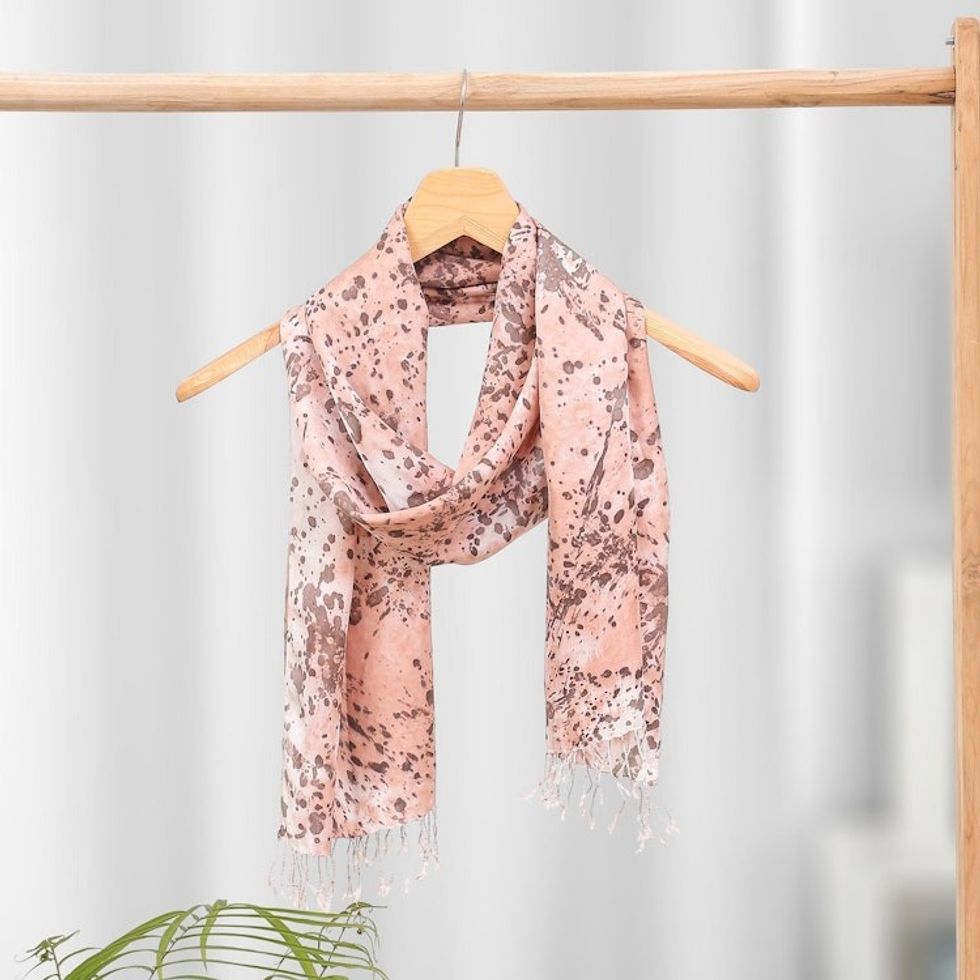 Hand-Painted Speckled Silk Scarf 'Speckled Lanna'