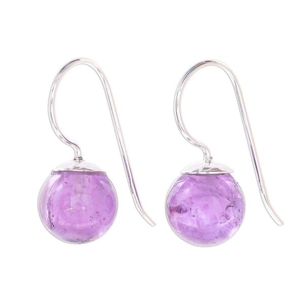 Alternate image for Amethyst Sterling Silver Drop Earrings Luna in Violet