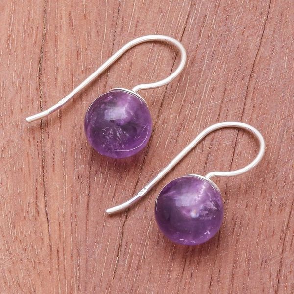Alternate image for Amethyst Sterling Silver Drop Earrings Luna in Violet