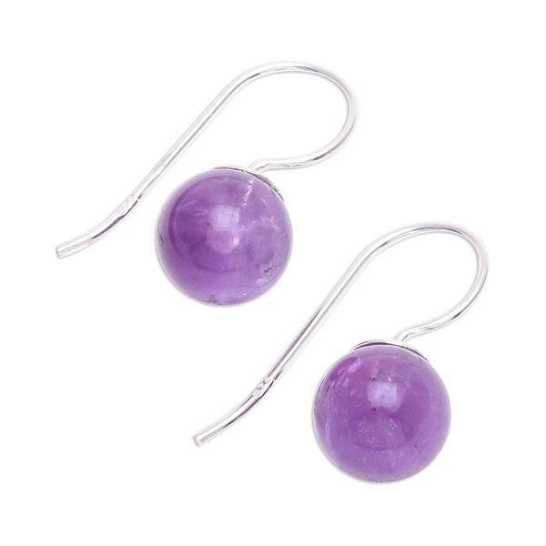 Alternate image for Amethyst Sterling Silver Drop Earrings Luna in Violet