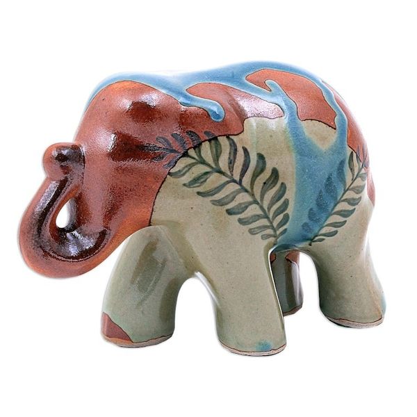 Alternate image for Hand Made Celadon Ceramic Elephant Sculpture In the Jungle