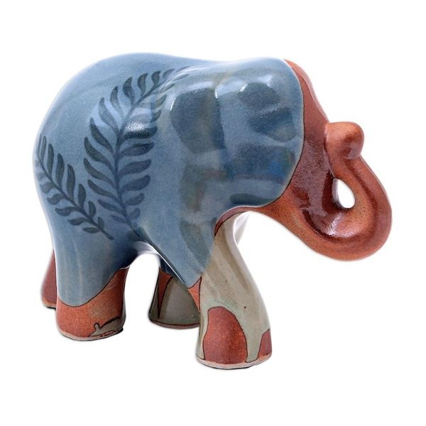 Alternate image for Hand Made Celadon Ceramic Elephant Sculpture In the Jungle
