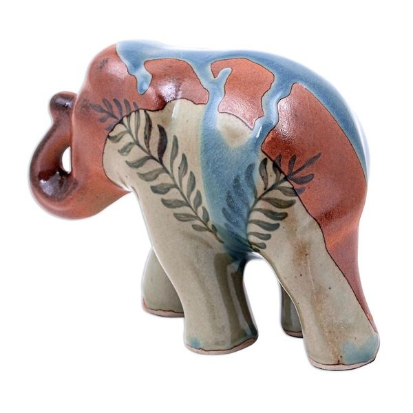 Alternate image for Hand Made Celadon Ceramic Elephant Sculpture In the Jungle