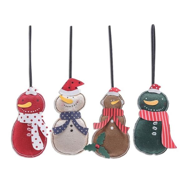 Alternate image for Snowman Ornaments Handmade in Thailand Set of 4 Snowmen
