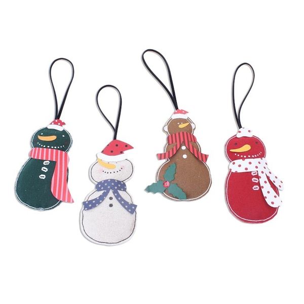 Alternate image for Snowman Ornaments Handmade in Thailand Set of 4 Snowmen
