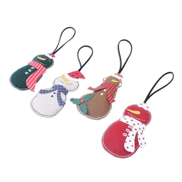 Alternate image for Snowman Ornaments Handmade in Thailand Set of 4 Snowmen