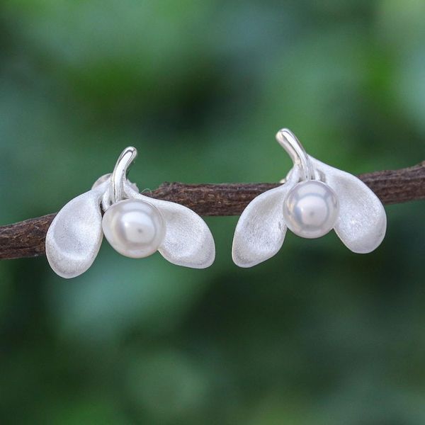 Alternate image for Hand Crafted Cultured Pearl Drop Earrings Fruit Tree