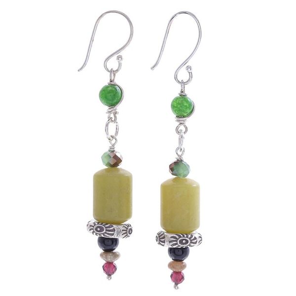 Alternate image for Artisan Crafted Jasper and Aventurine Dangle Earrings Green Vibe