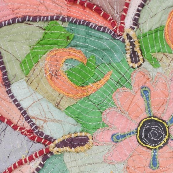 Alternate image for One-of-a-Kind Cotton Batik Floral Wall Hanging Morning Bloom