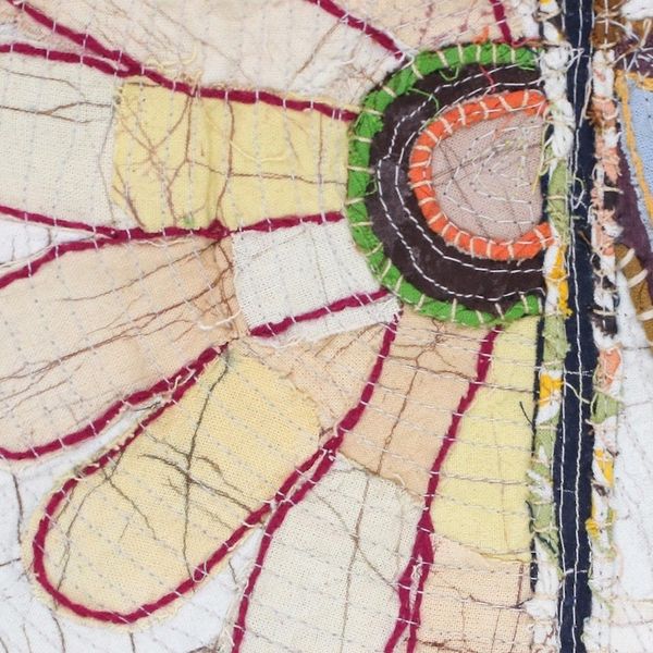 Alternate image for One-of-a-Kind Cotton Batik Floral Wall Hanging Morning Bloom