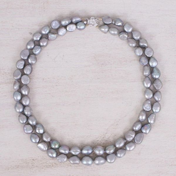 Alternate image for Grey Cultured Pearl and Sterling Silver Necklace Grey Mermaid