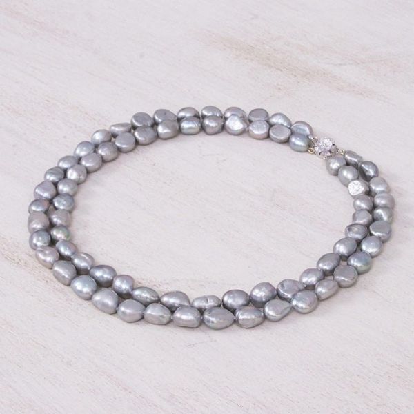 Alternate image for Grey Cultured Pearl and Sterling Silver Necklace Grey Mermaid