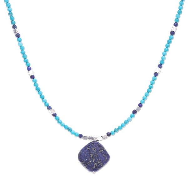 Alternate image for Lapis Lazuli and Blue Howlite Beaded Pendant Necklace Nature Moon
