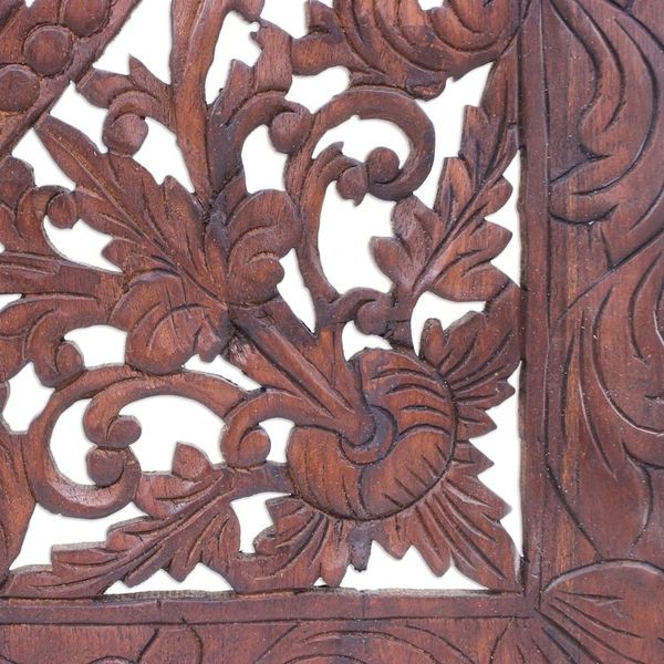 Alternate image for Reclaimed Teak Wood Lotus-Motif Relief Panel Set of 5 Classic Lotus
