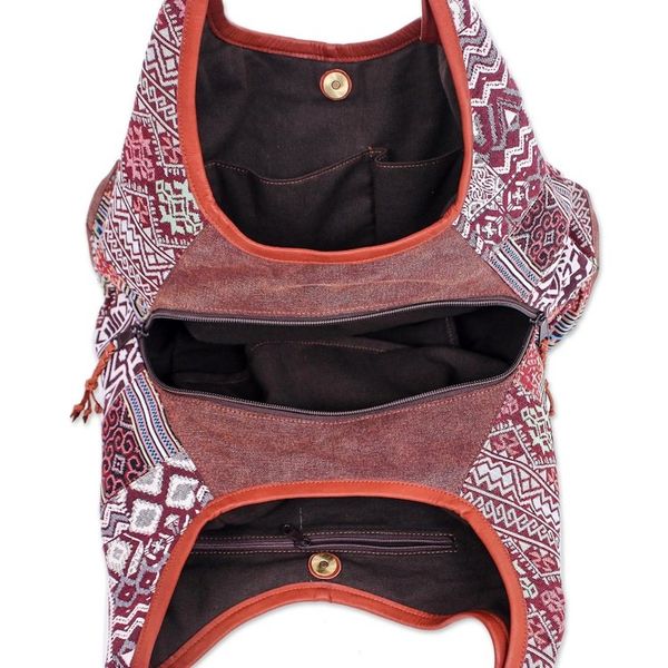 Alternate image for Geometric Patterned Cotton Blend Hobo Handbag Geometric Party
