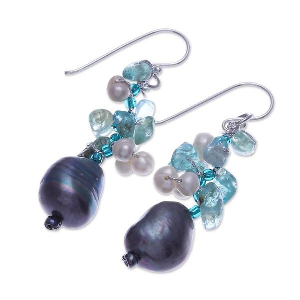 Alternate image for Quartz and Cultured Pearl Cluster Earrings Arctic Pearl