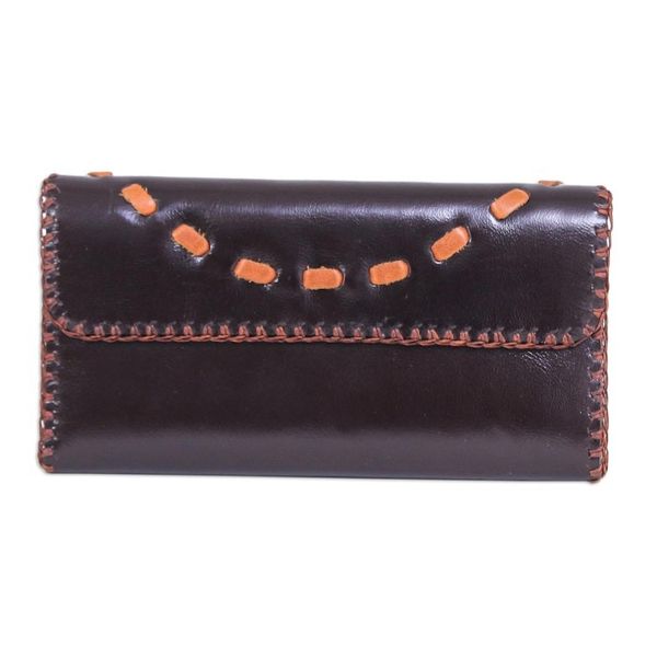 Alternate image for Hand Crafted Brown Leather Wallet Chic Efficiency in Chocolate