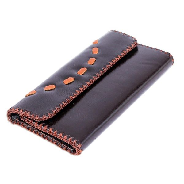 Alternate image for Hand Crafted Brown Leather Wallet Chic Efficiency in Chocolate