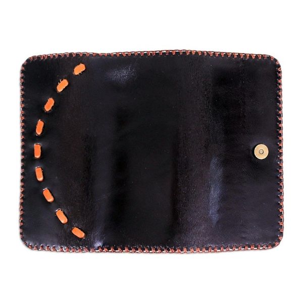 Alternate image for Hand Crafted Brown Leather Wallet Chic Efficiency in Chocolate