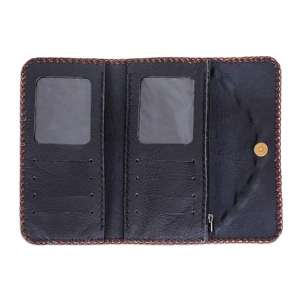 Alternate image for Hand Crafted Brown Leather Wallet Chic Efficiency in Chocolate