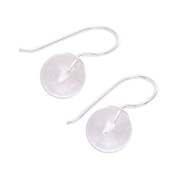 Alternate image for Clear Quartz and Sterling Silver Drop Earrings Luna in White