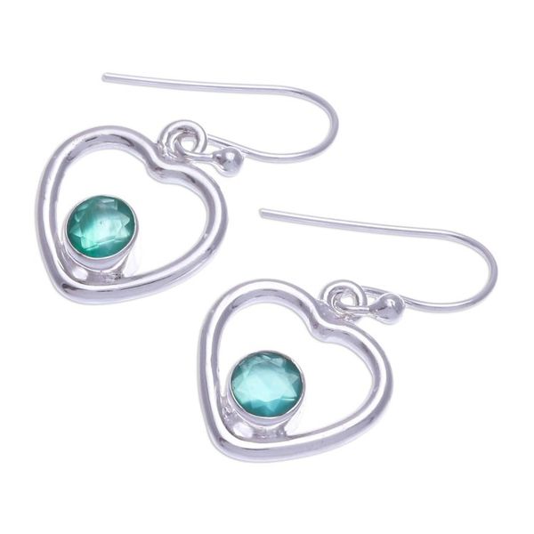Alternate image for Green Chalcedony Dangle Earrings with Heart Motif Earnest Offer in Green