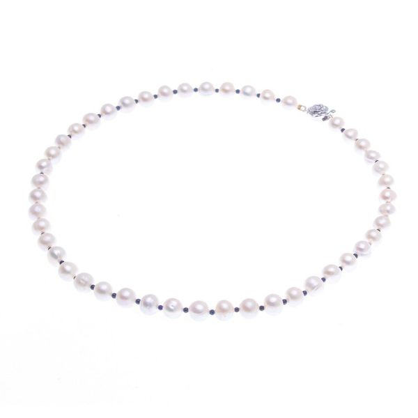 Alternate image for Handmade Cultured Pearl and Lapis Lazuli Beaded Necklace Sea Catch in Blue